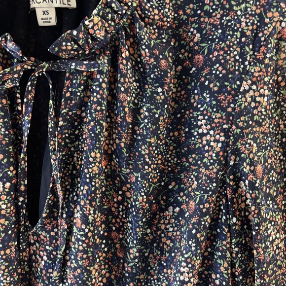 Floral Smocked Waist Mini Dress With 3/4 Sleeves & Ruffled Neckline By J Crew Me - Picture 8 of 12